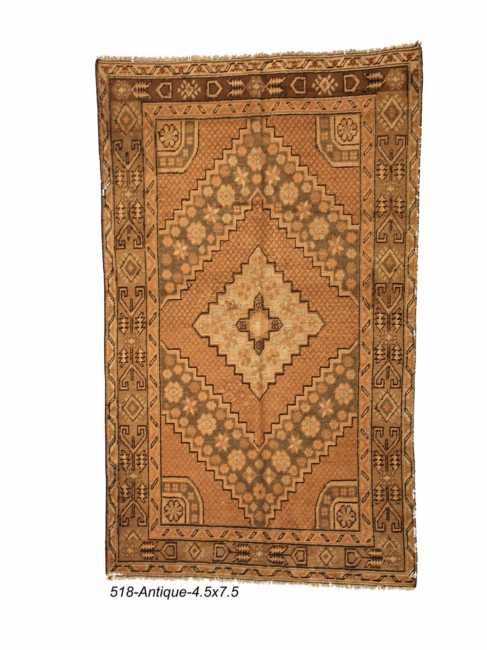 4'5" X 7'5" Antique Afghan Rug