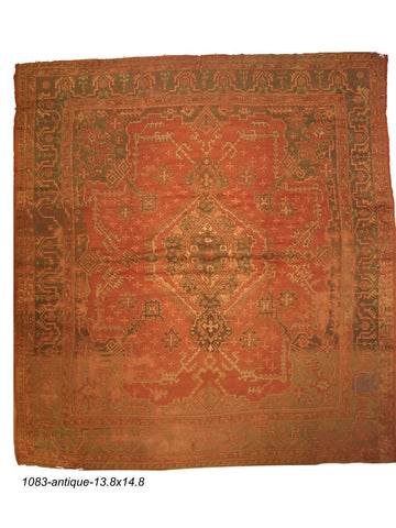 Red Wool Antique Turkish Oushak Rug - Woven Passion Rugs