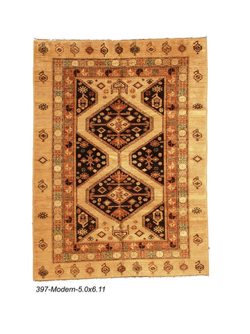 Ivory Wood Puile Modern Gabbeh Rug