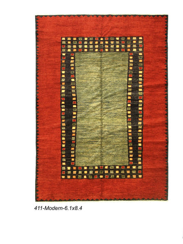 Modern Green Gabbeh Rug  - Woven Passion Rugs